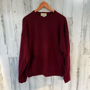 Eddie Bauer Men’s Size XL 100% Cotton Crew Neck Sweater In Dark Wine Tight Knit